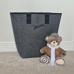 Mercedes-Benz Collectible Felt Shopping Tote Bag And Otto The Bear Plush Toy Set